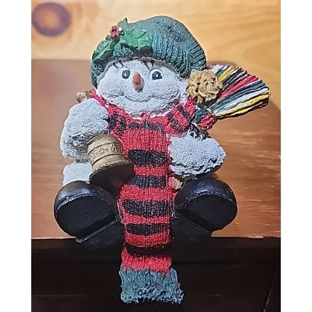 Christmas Stocking Hanger Holder Snowman Resin Shelf Sitters Preowned